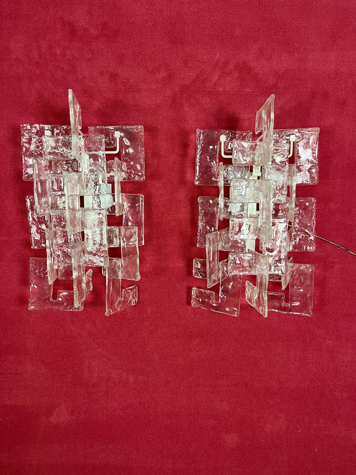 3769.0 Set Of 2 Murano Glass Wall Lamps By Carlo Nason For Mazzega, 1960s photo