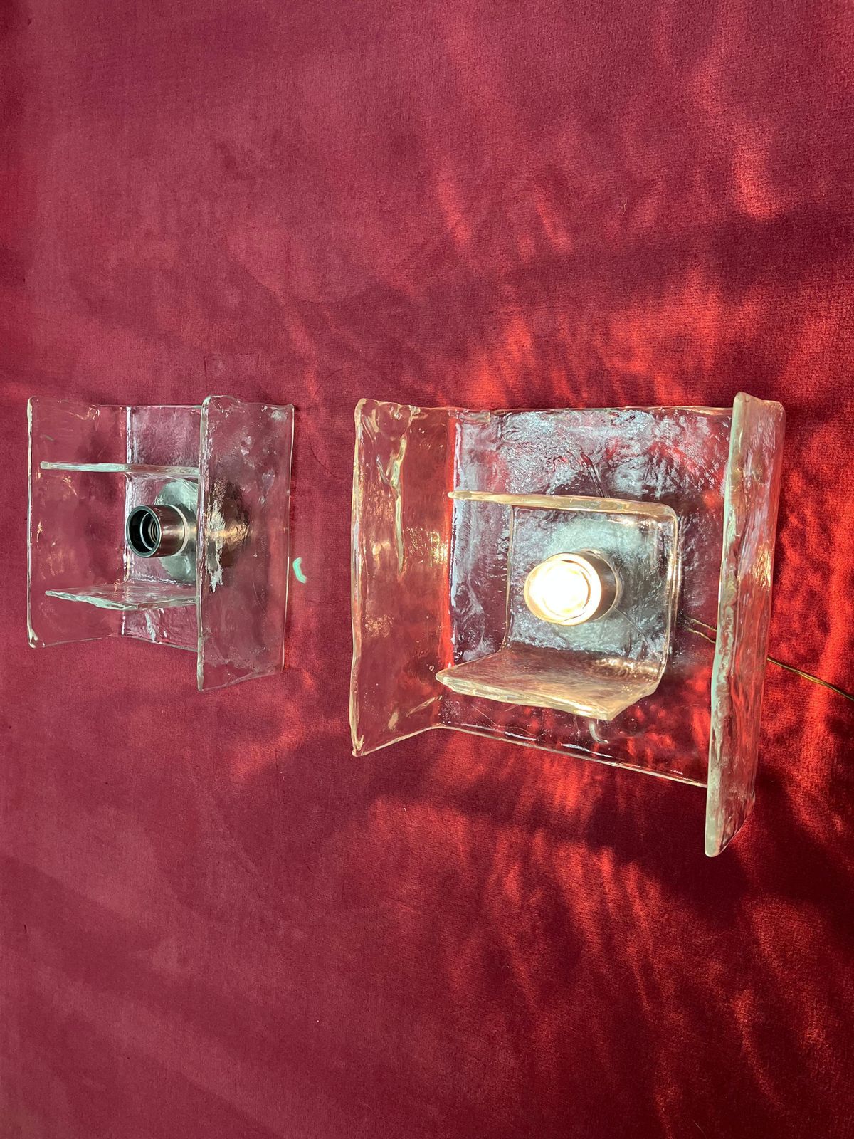 photo for sale Set Of 2 Glass Wall Lamps By Carlo Nason For Kalmar, 1960s