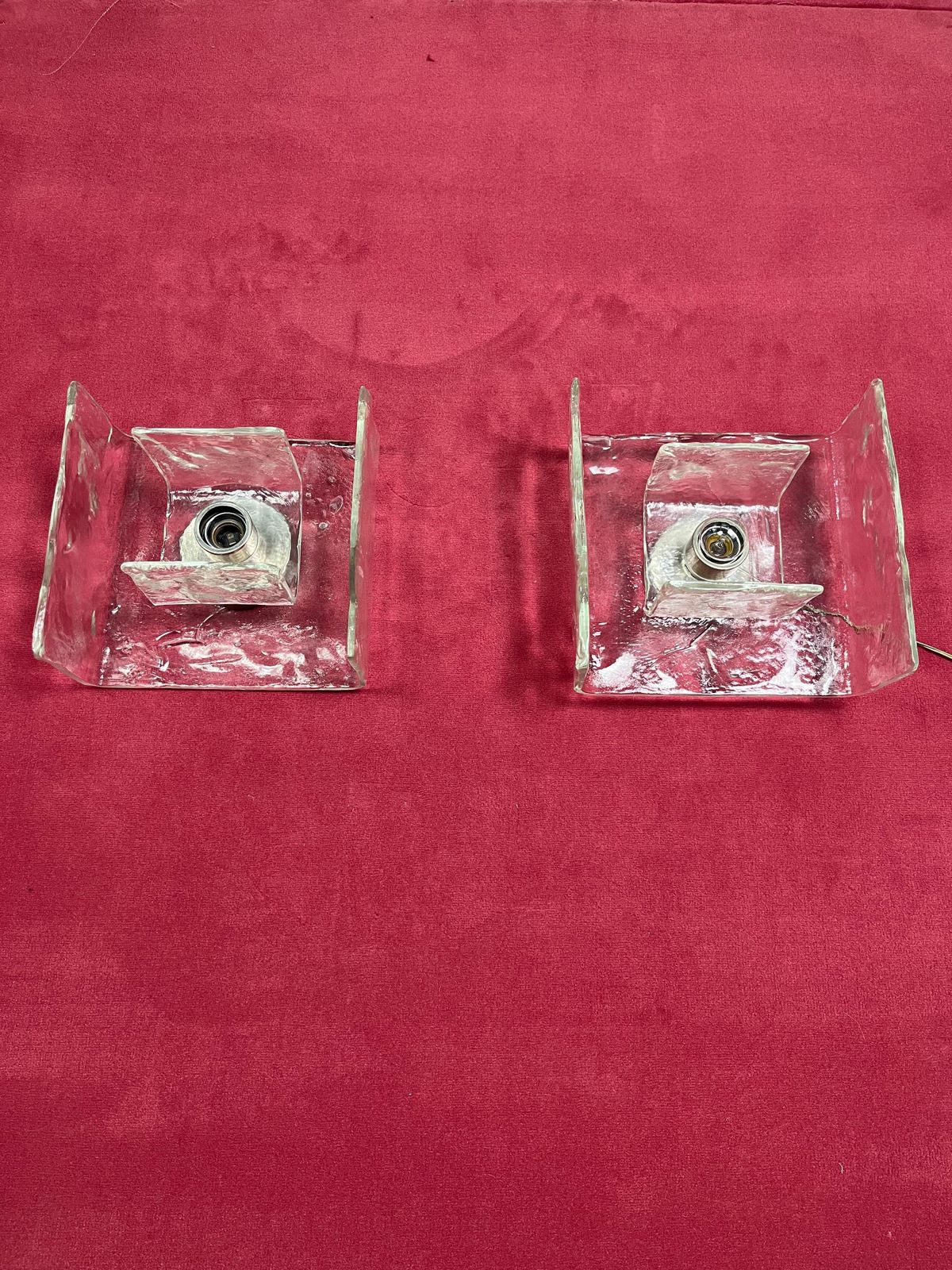 Lighting Set Of 2 Glass Wall Lamps By Carlo Nason For Kalmar, 1960s photo