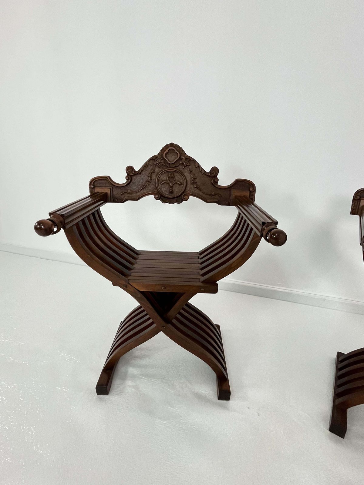 Set Of 2 Mid Century Italian Folding Chairs Model "Savonarola", 1960s photo buy