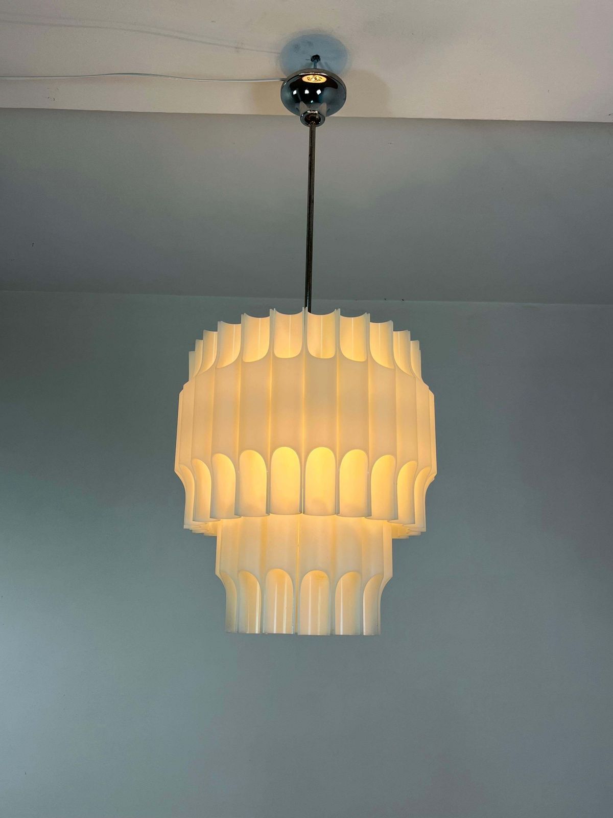 Wonderful "Teulada" Model Chandelier By Carlo Ponzio For Harvey Guzzini, 1972 photo furniture