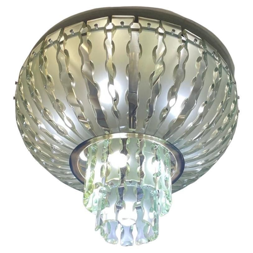 Majestic 13 Light Murano Glass Chandelier Attributed To Fontana Arte 1970s
