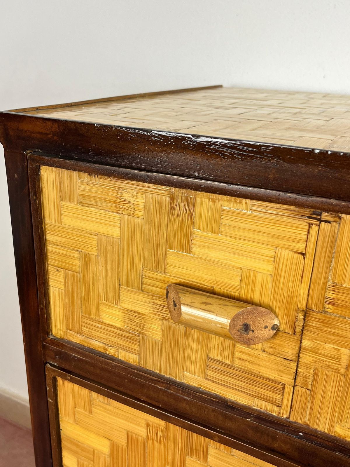 Mid Century Bamboo And Wicker Chest Of Drawers In The Style Of Dal Vera, 1960s photo 1542.0