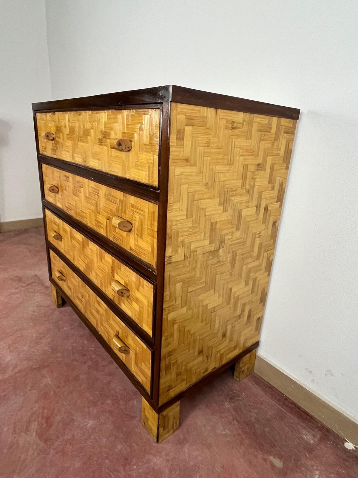 Mid Century Bamboo And Wicker Chest Of Drawers In The Style Of Dal Vera, 1960s photo buy