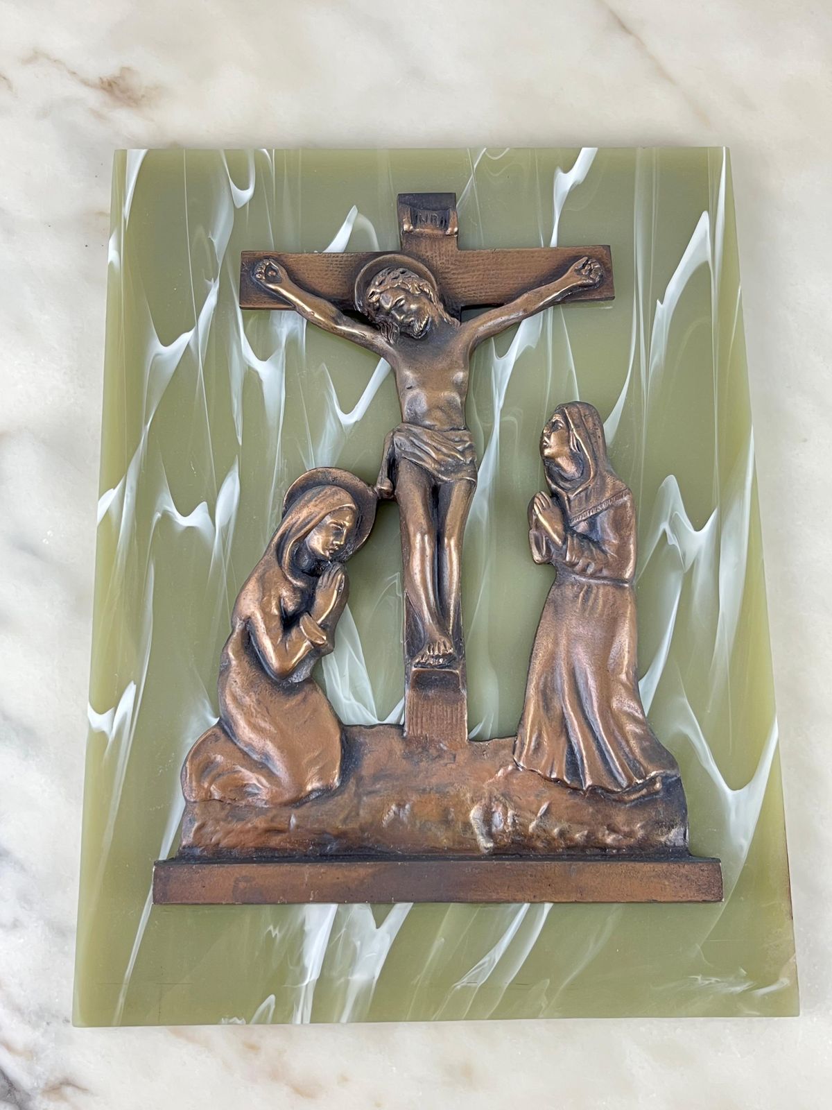 photo furniture Jesus On The Cross, Bronze On Plexiglass, Italy, 1970s