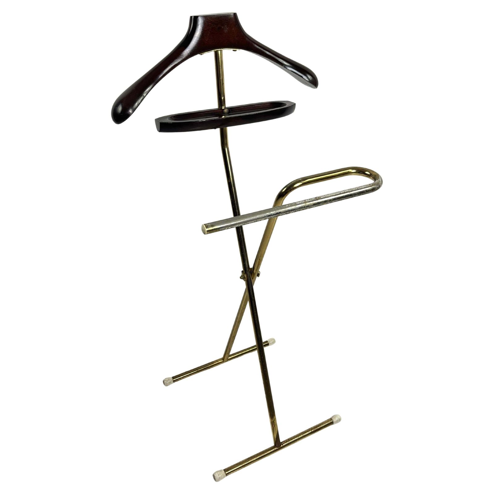 Folding Valet Stand In The Style Of Ico Parisi  Beech And Gilt Metal