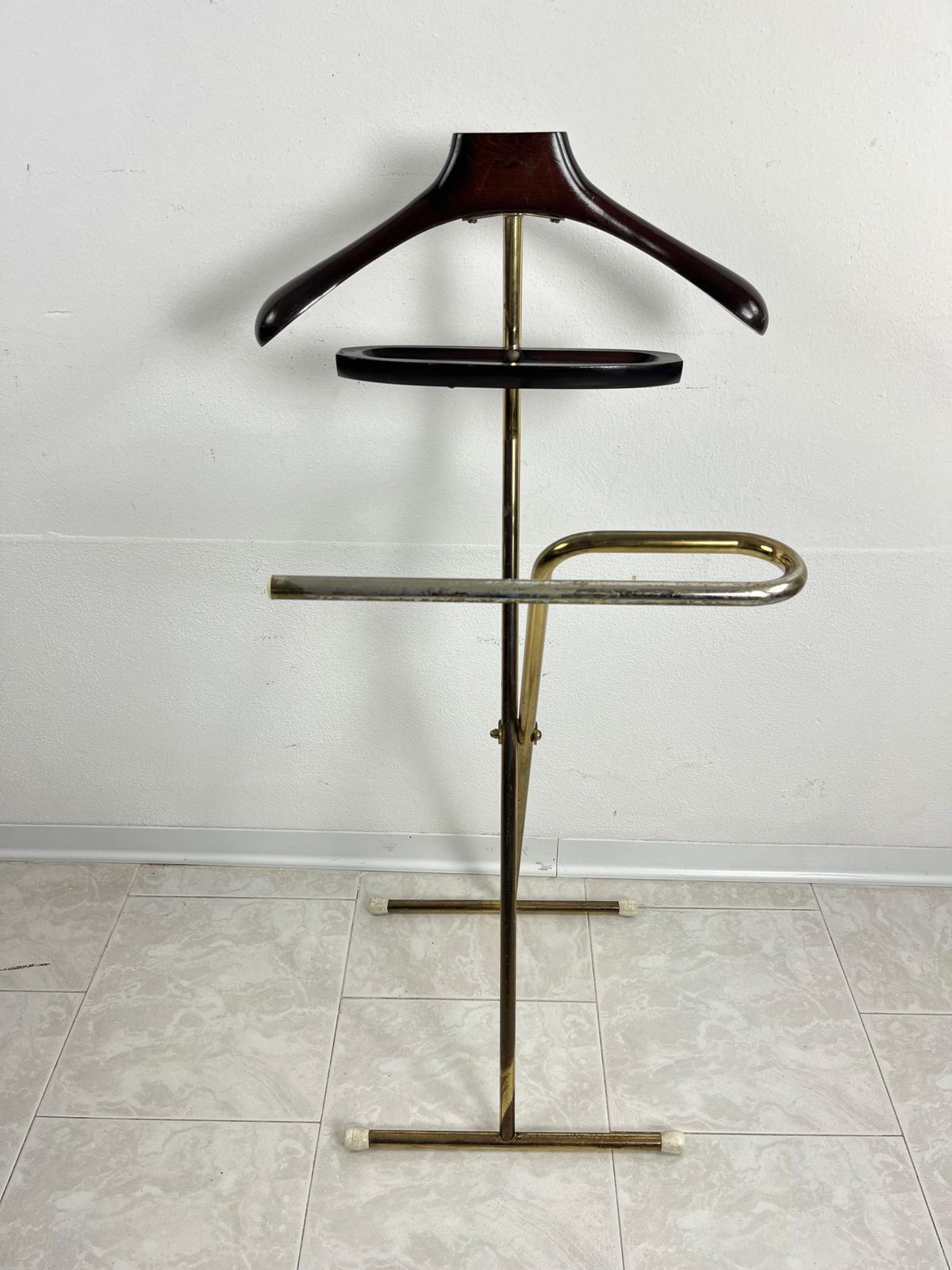 Folding Valet Stand In The Style Of Ico Parisi  Beech And Gilt Metal photo vintage