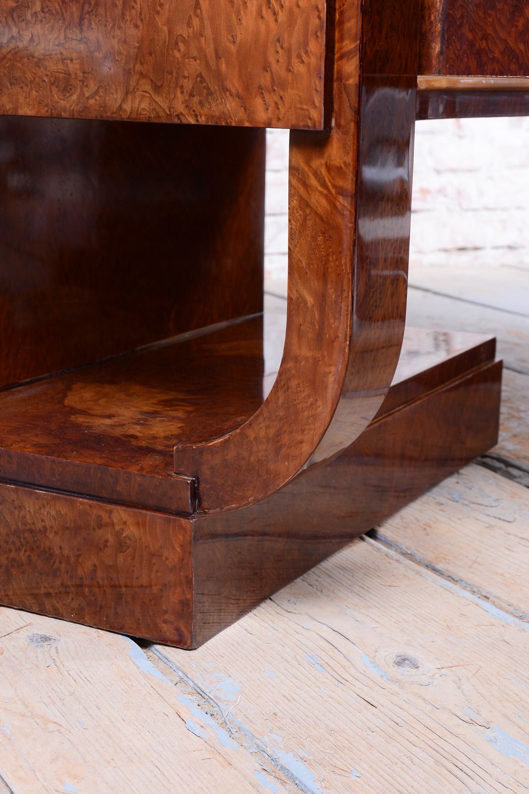 Pair Of Restored Art Deco Bedside Tables, Beech, Revived Polish, France, 1920s photo 4450.0