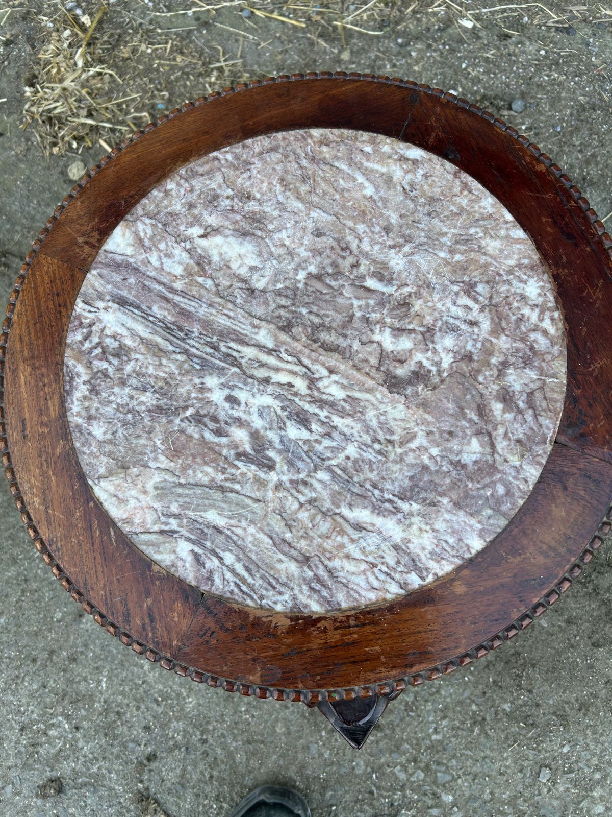 Chinese Mahogany Carved Plant Stand With Marble Top photo 475.0