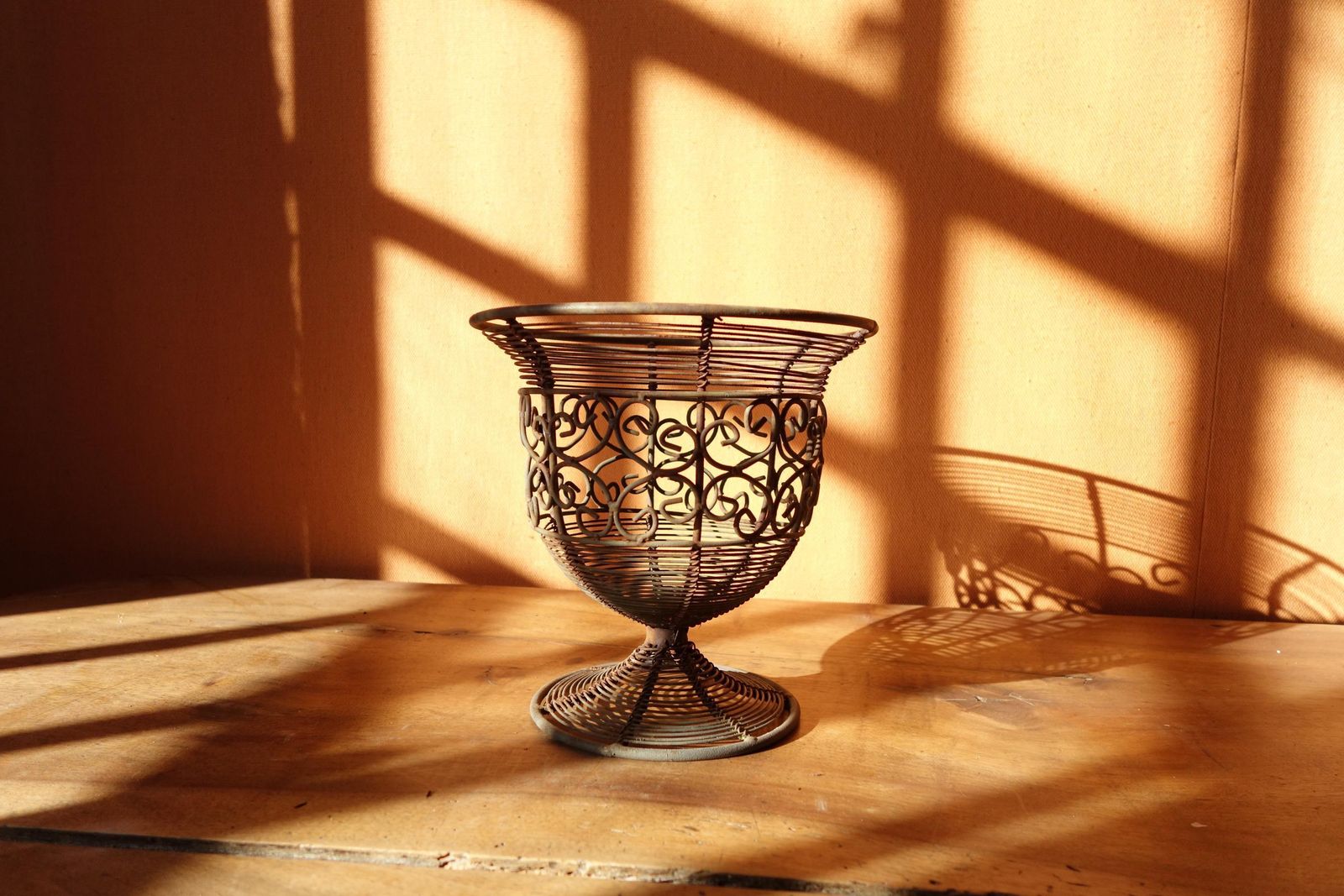 photo for sale Antique Art Deco Wrought Iron Planter – Elegant French Flower Pot