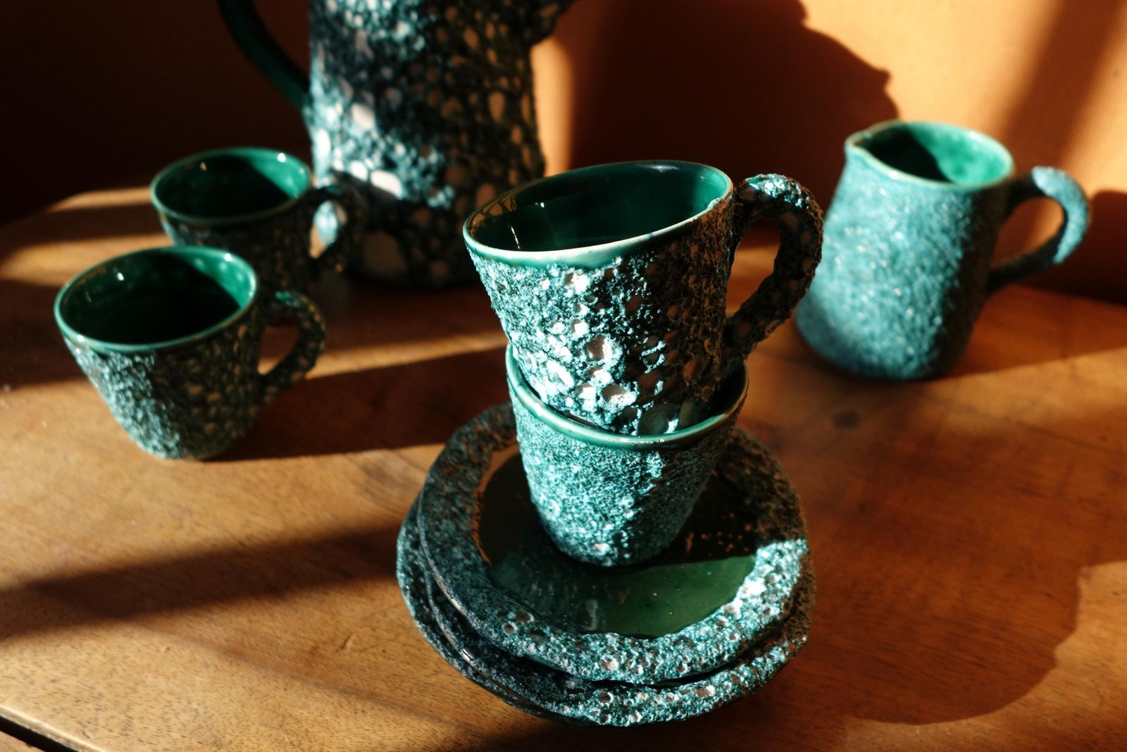 Vintage Fat Lava Vallauris Style Coffee Serving Set   Mcm Homeware photo vintage