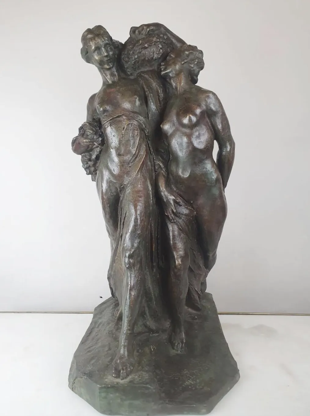 Jos De Decker, Bronze With Green Patina “Allegory Of Spring” photo furniture