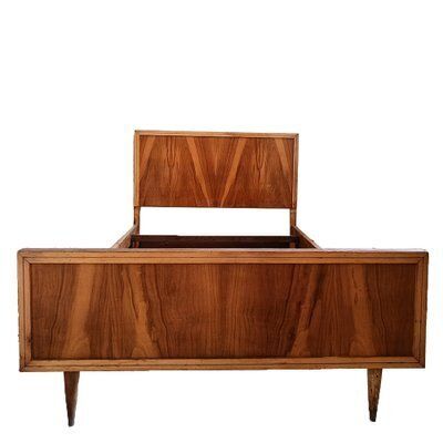Mid Century Teak Wood Bed Frame, Spain, 1950s photo furniture