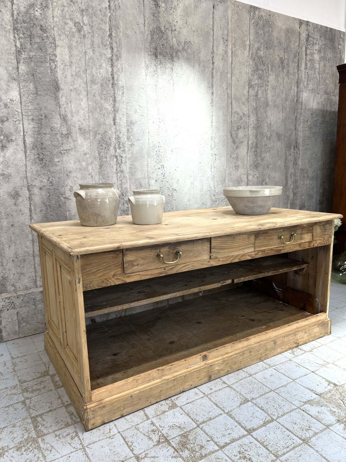 171cm Shop Counter Sideboard Open Shelves Kitchen Island With Drawers photo Furniture