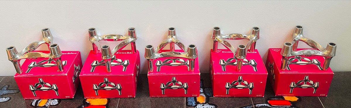 1960s Bmf Stoffi & Nagel Chrome Modular Candle Holder Inc Box photo furniture