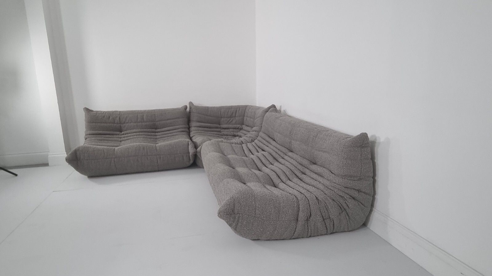 Furniture Ligne Roset Togo Set 3 Seater, 2 Seater And Corner In Grey Boucle photo