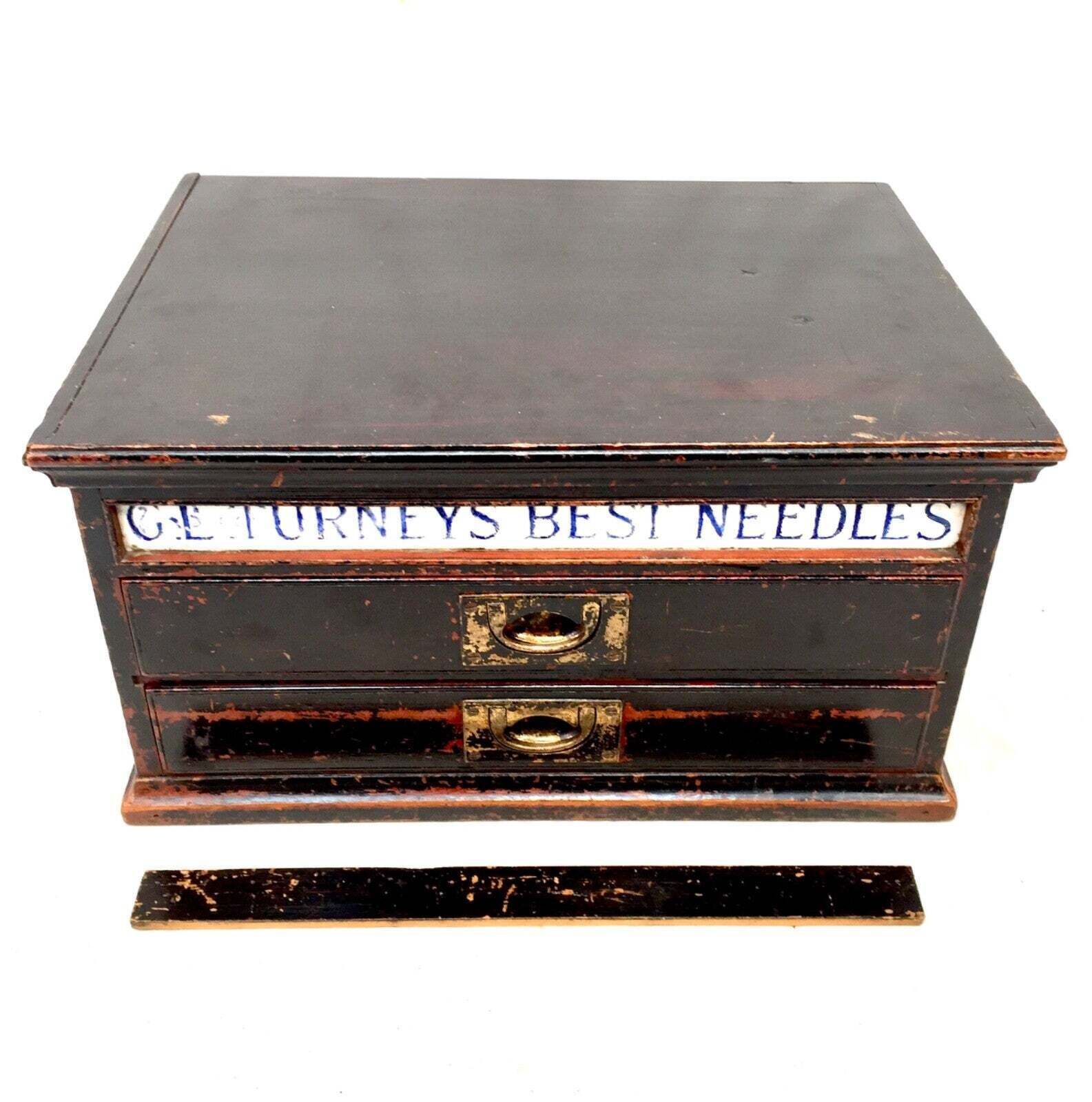 photo for sale Antique Wooden Shop Display Sewing Cabinet For G L Turneys Needles Haberdashery