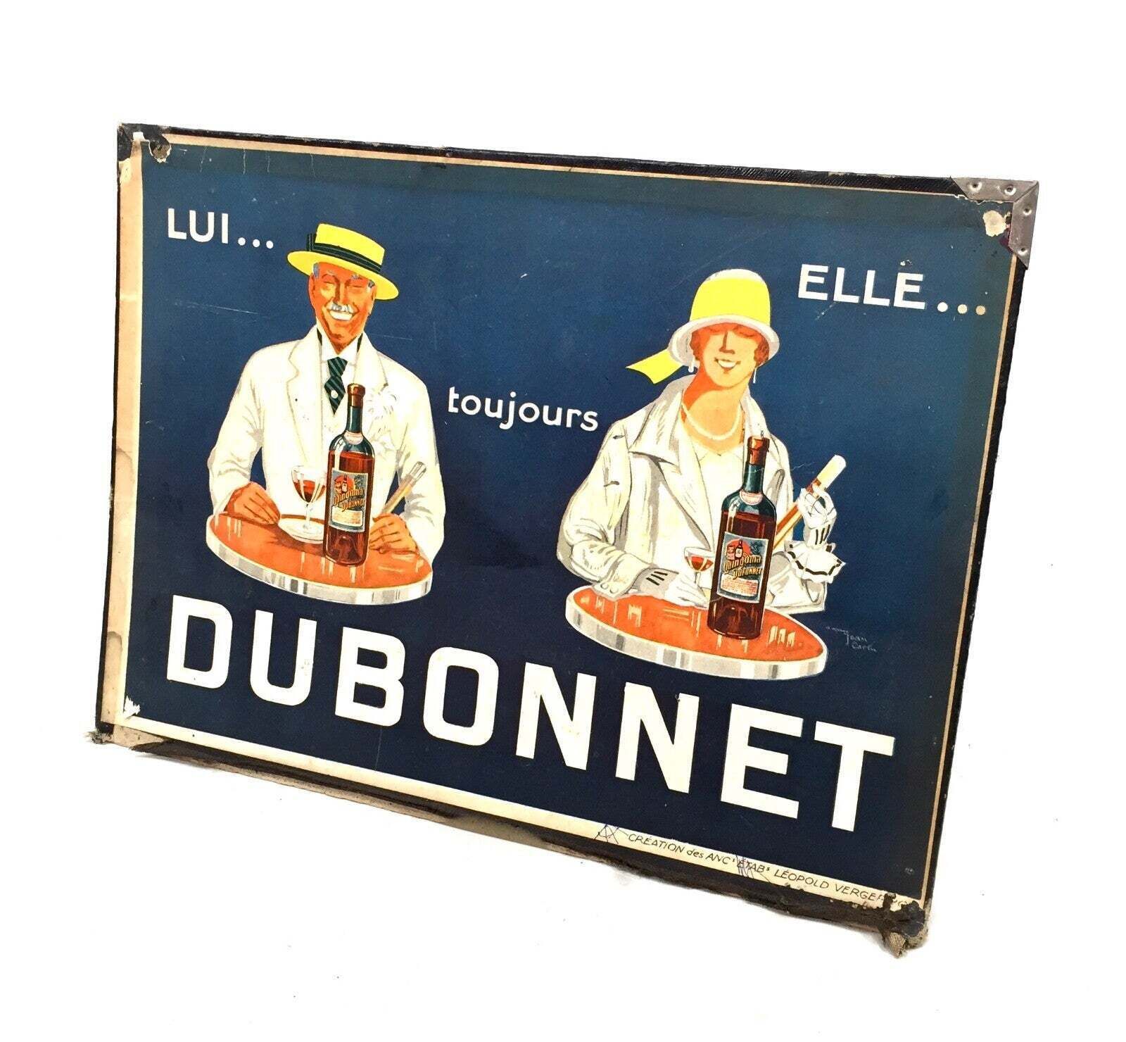 Antique Advertising   French Shop Display Promotional Showcard For Dubonnet Wine