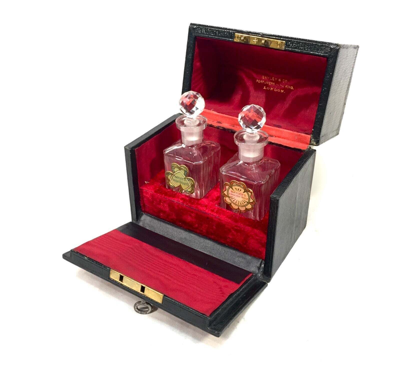 Antique Edwardian Ladies Travel Perfume Box & Original Bottles By Bayley & Co photo buy