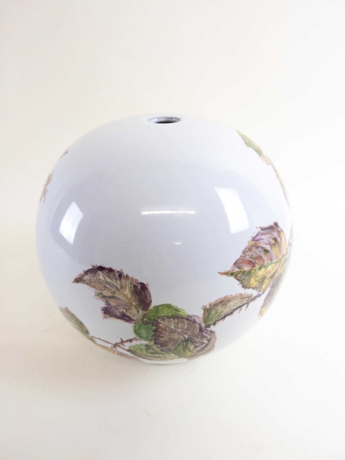 Beautiful Hand Painted 1950s Ball Shaped Lamp Base   Ball Pearl Lamp Base Only photo vinterior