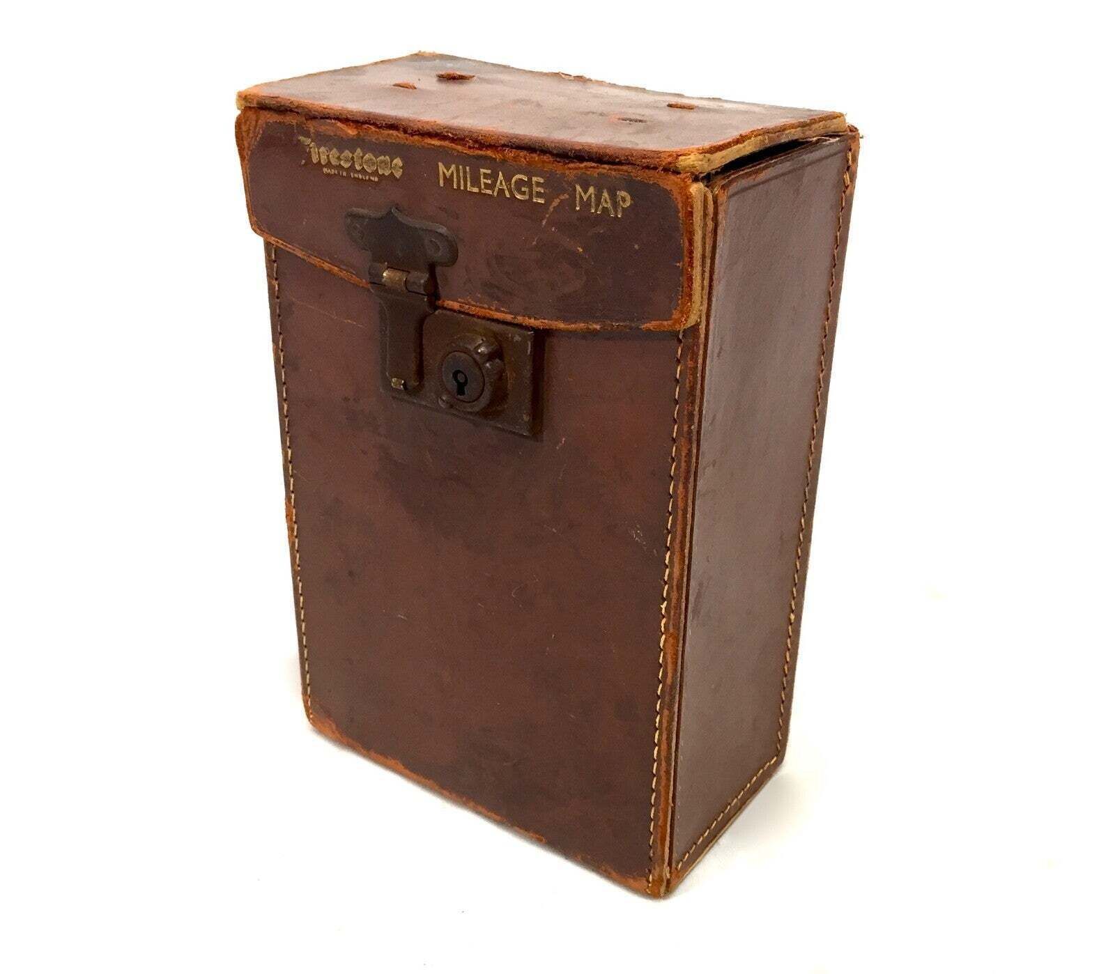 Antique Leather Cased Set Of Firestone Mileage Maps For England & Wales C.1910 photo furniture
