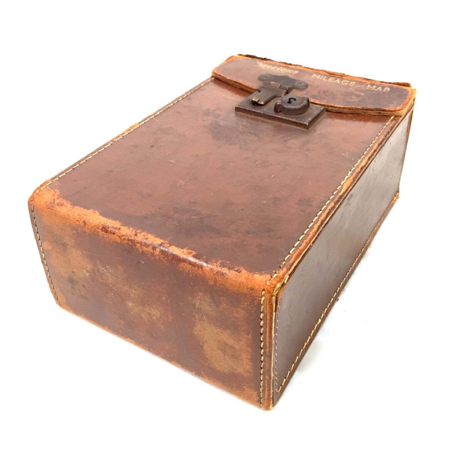 Antique Leather Cased Set Of Firestone Mileage Maps For England & Wales C.1910 photo vintage