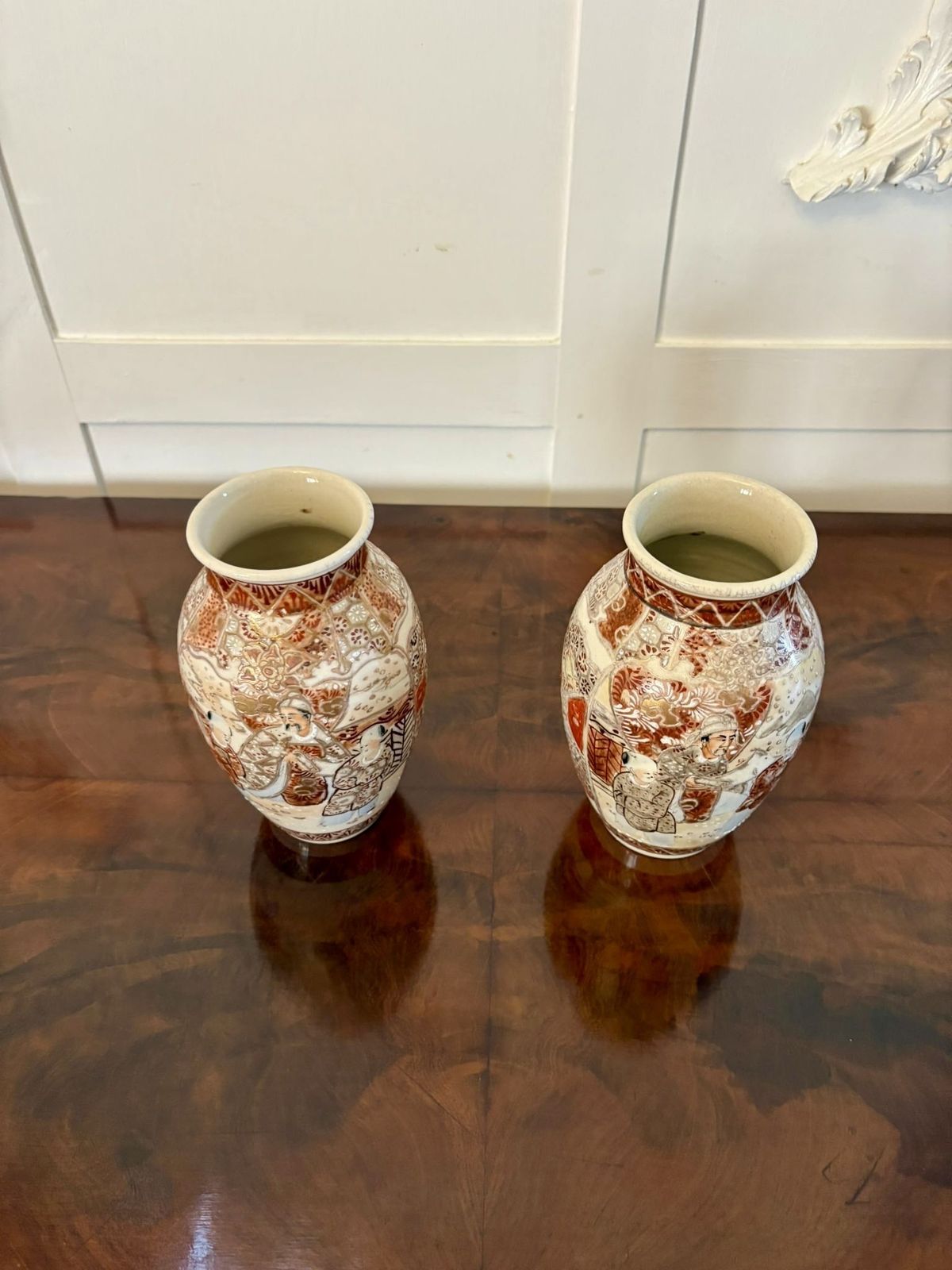 Pair Of Antique Early 20th Century Quality Satsuma Vases photo vintage