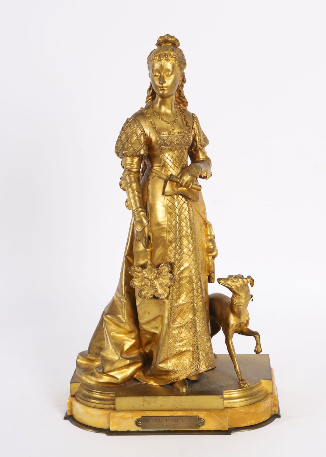 Antique Gilt Bronze Sculpture Of Reine Isabella By  Eurotrope Bouret C 1870