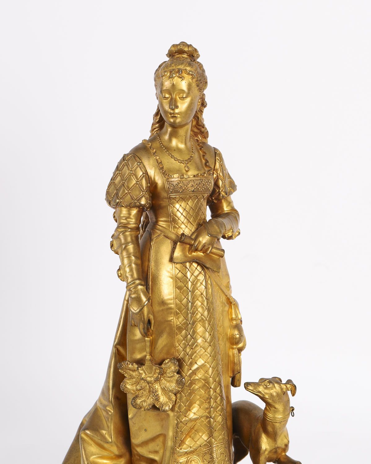 Antique Gilt Bronze Sculpture Of Reine Isabella By  Eurotrope Bouret C 1870 photo buy