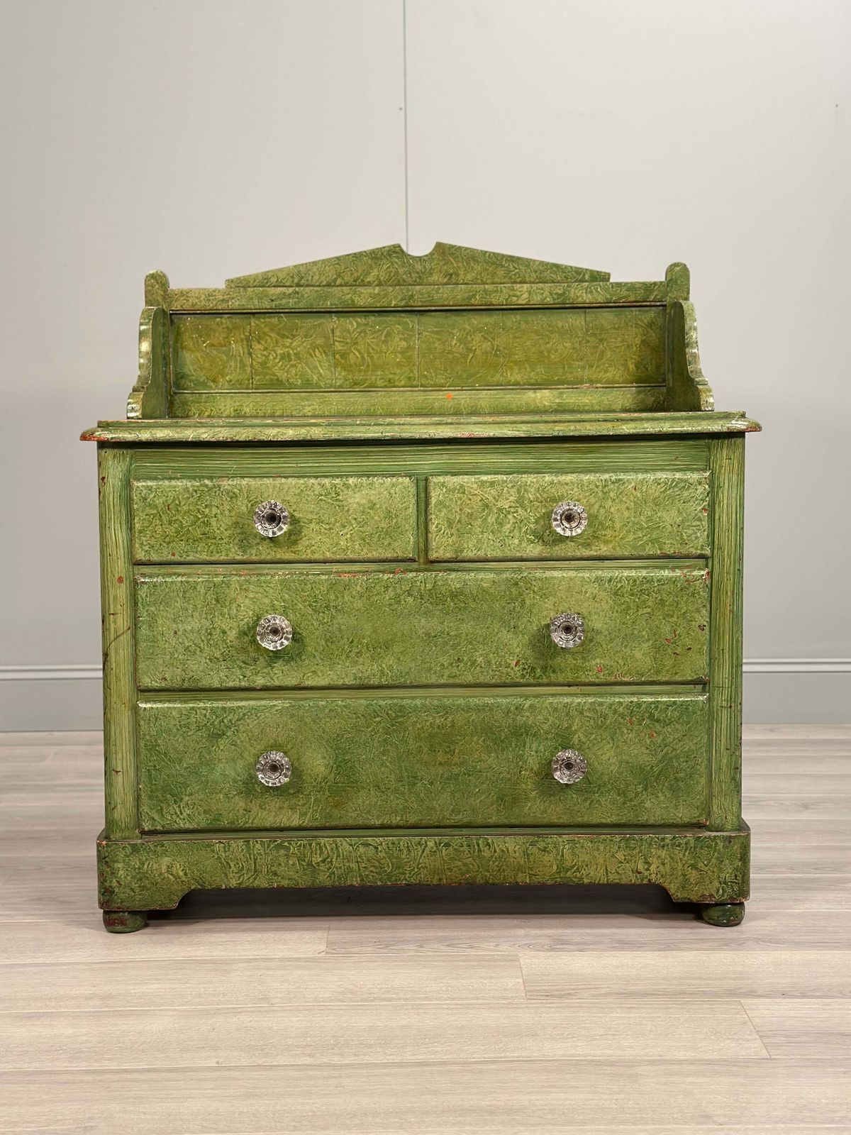 19th Century Pine Chest Of Drawer’s In Green Scumble Paint photo furniture