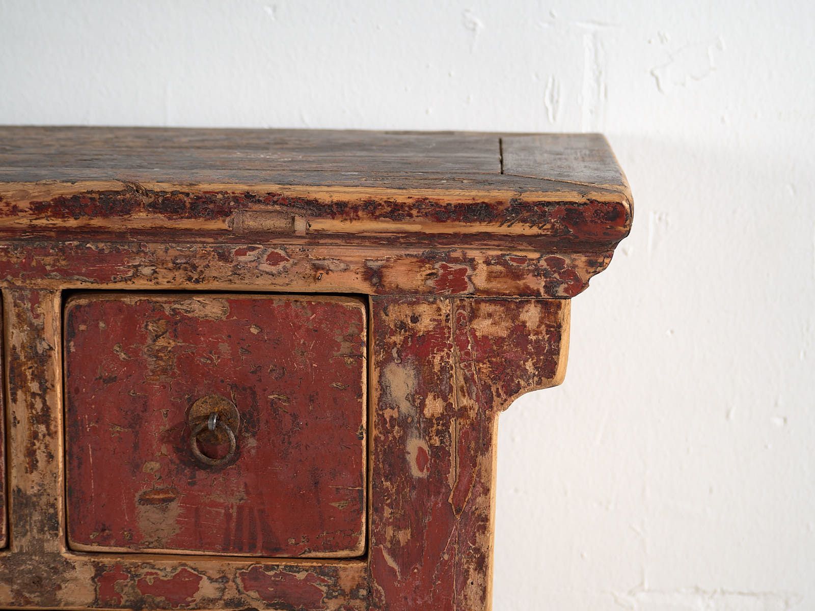 Furniture Antique Oriental Cabinet With Red Patina (C.1900) #77 photo