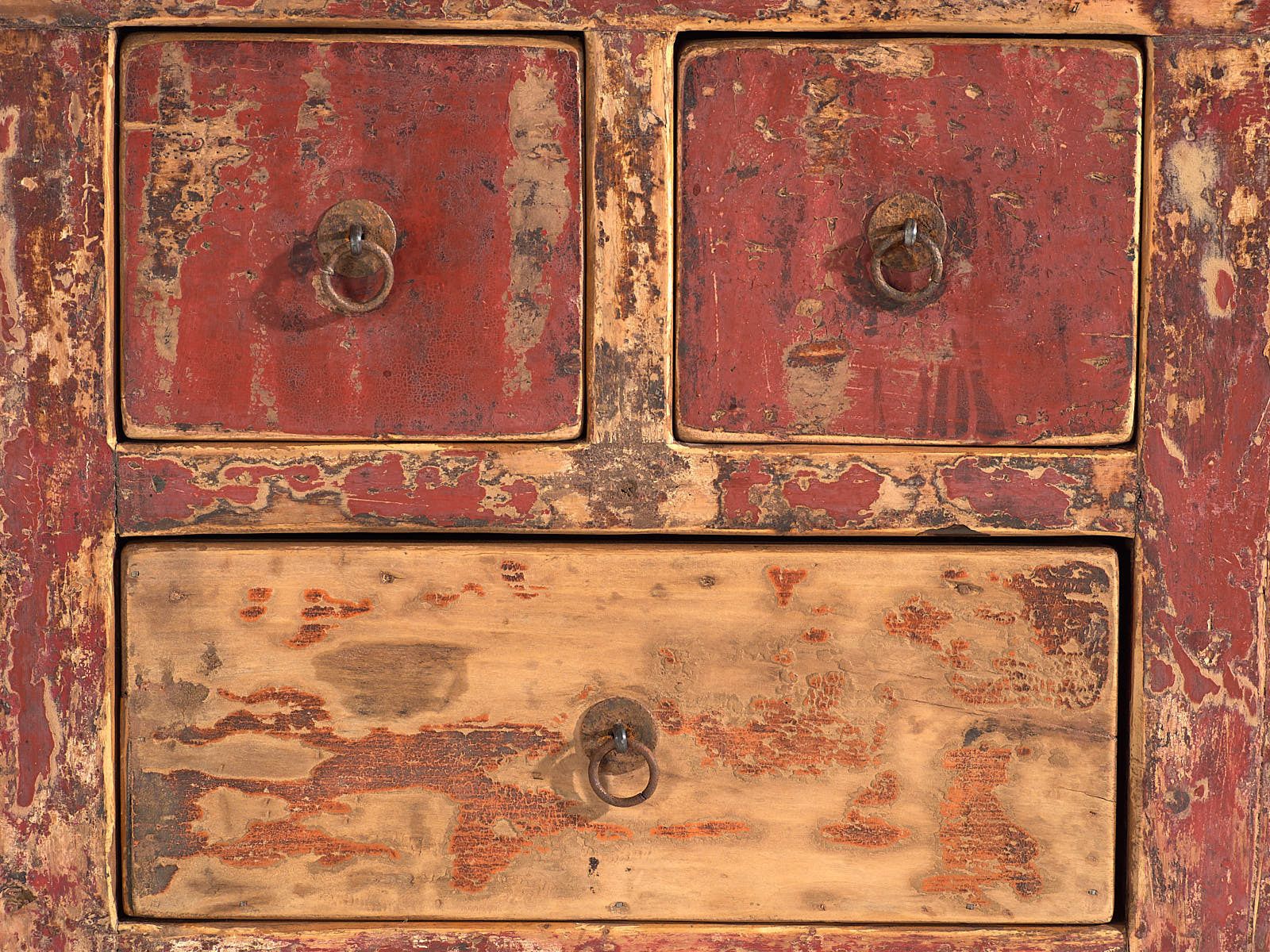 1955.0 Antique Oriental Cabinet With Red Patina (C.1900) #77 photo