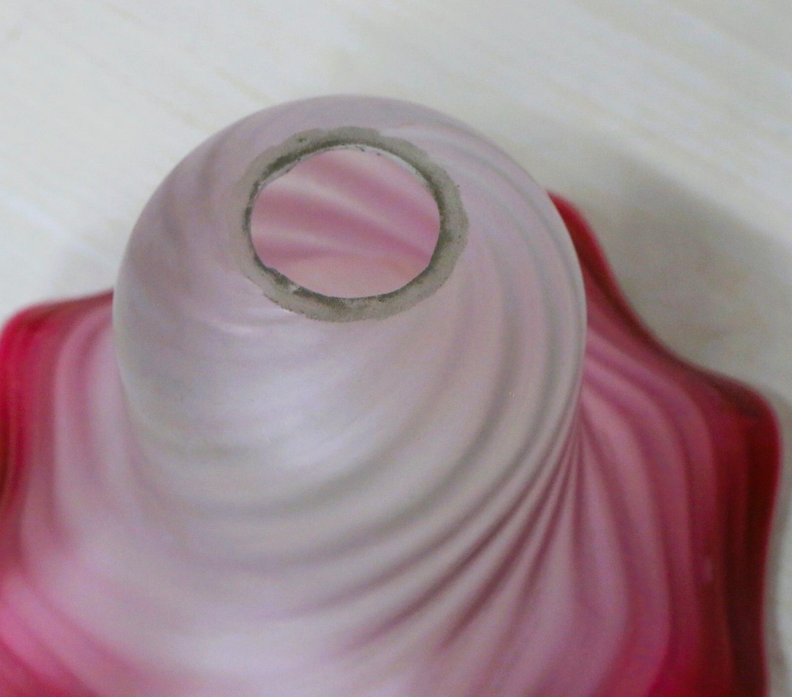photo furniture Ceiling Light Small Antique Swirled Cranberry Glass Pendant Frosted Coloured Rim