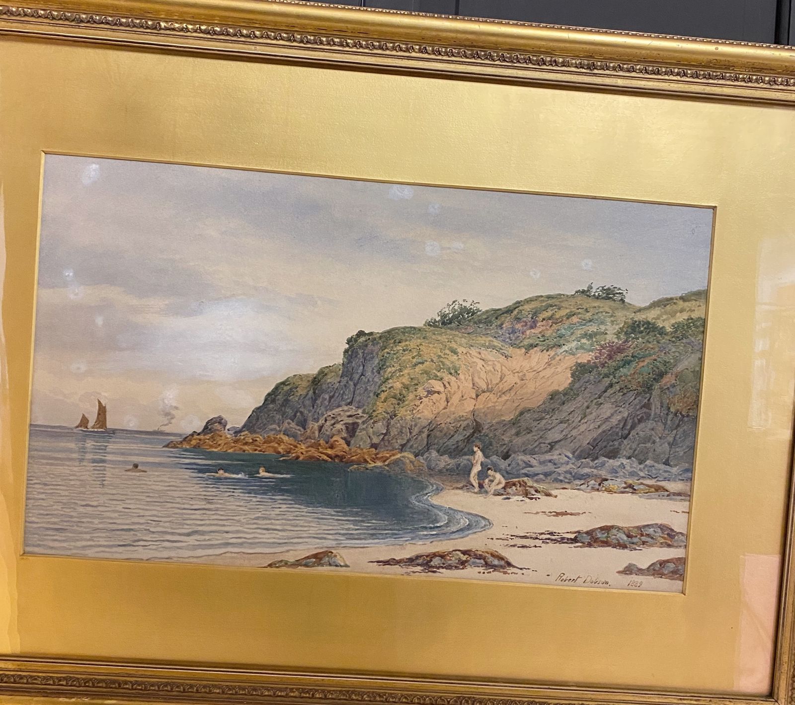 Pair Of Large Victorian Watercolour Coastal Scenes photo Art