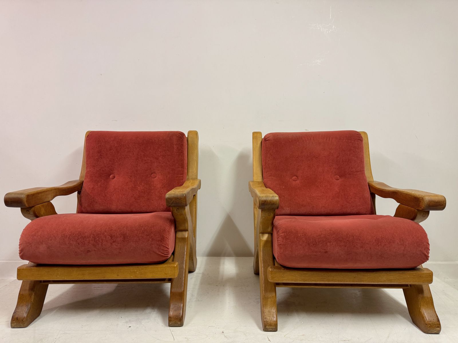 Furniture Pair Of 1960s Belgian Brutalist Armchairs photo