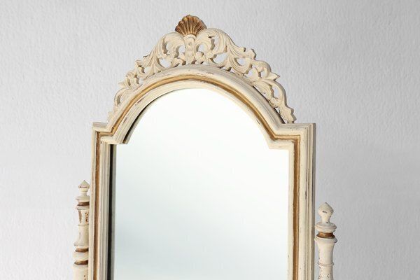 Mid Century Baroque Style Wooden Standing Dressing Mirror, France, 1950s photo for sale