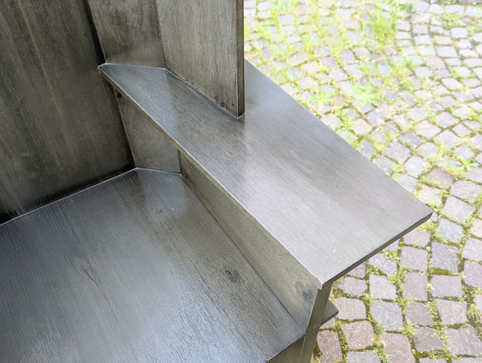 photo vinterior Huge Sculptural Matrix Throne Armchair In Grey Wood By Adriano E Paolo Suman For Giorgetti, 1984