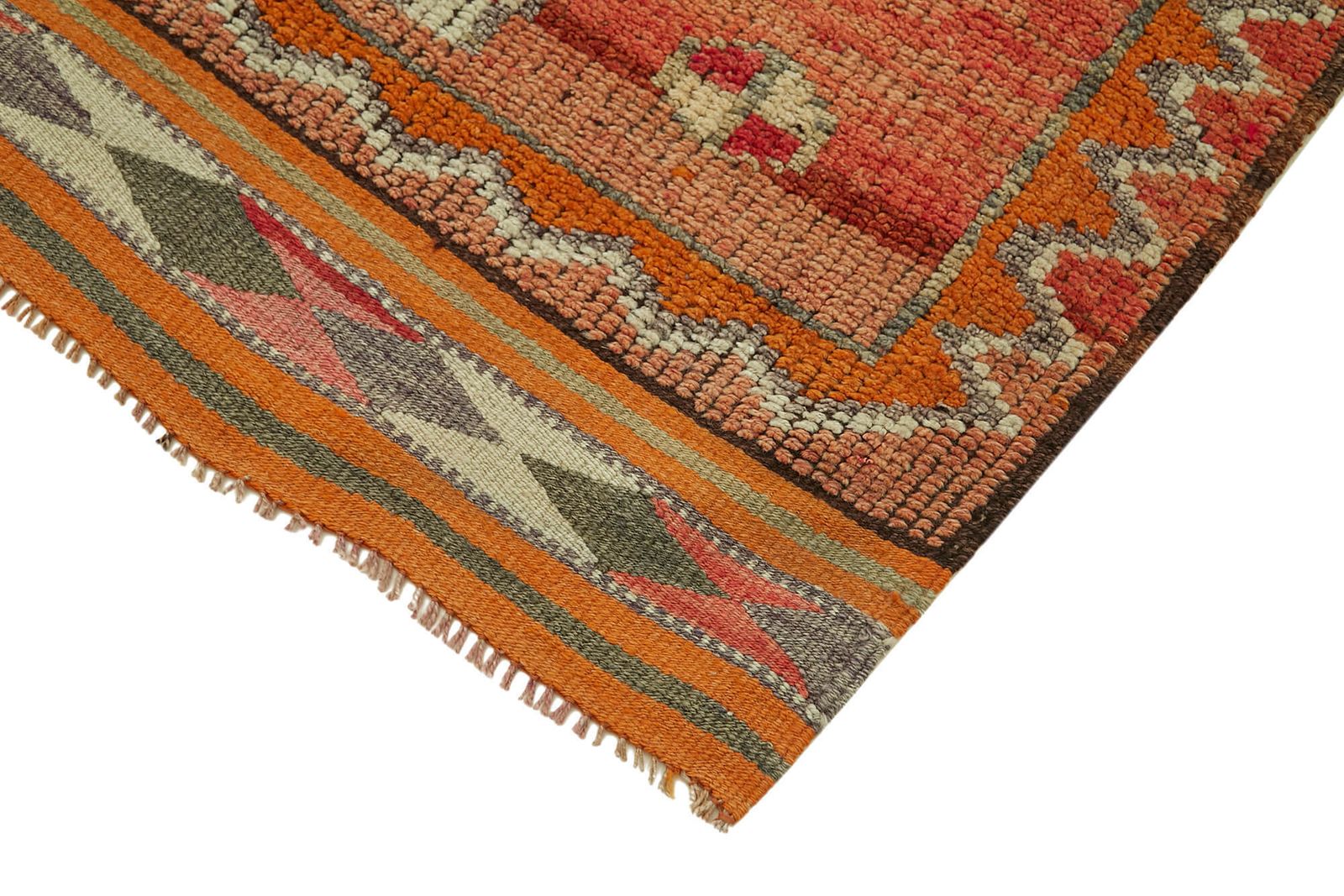 Handmade Orange Boho Runner Rugs 98 Cm X 324 Cm photo Textiles