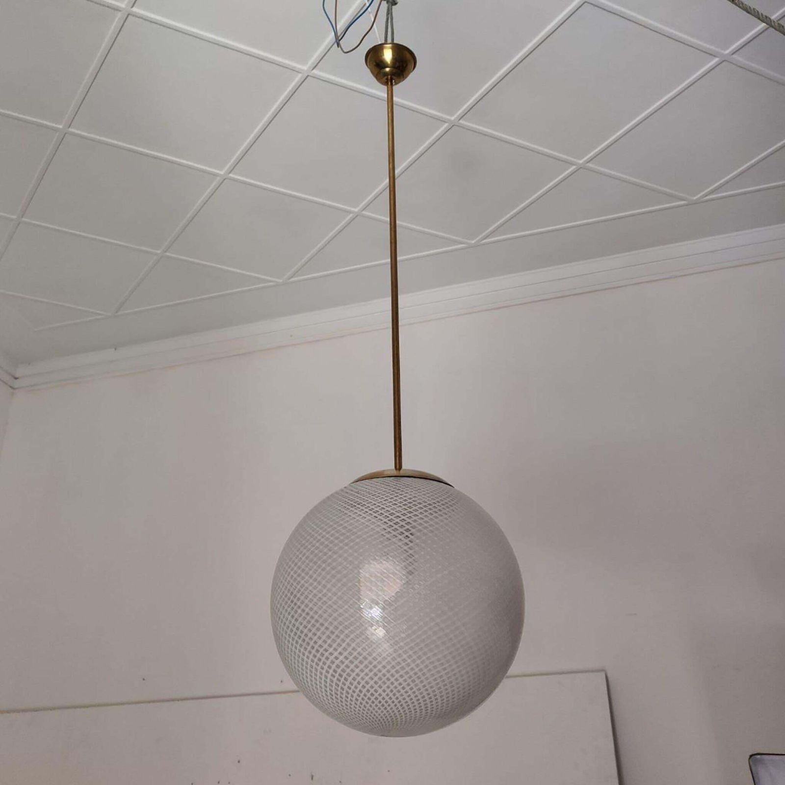 Globe Chandelier Reticello Attibuited To Carlo Scarpa Per Venini, Murano, 1950s photo vinterior