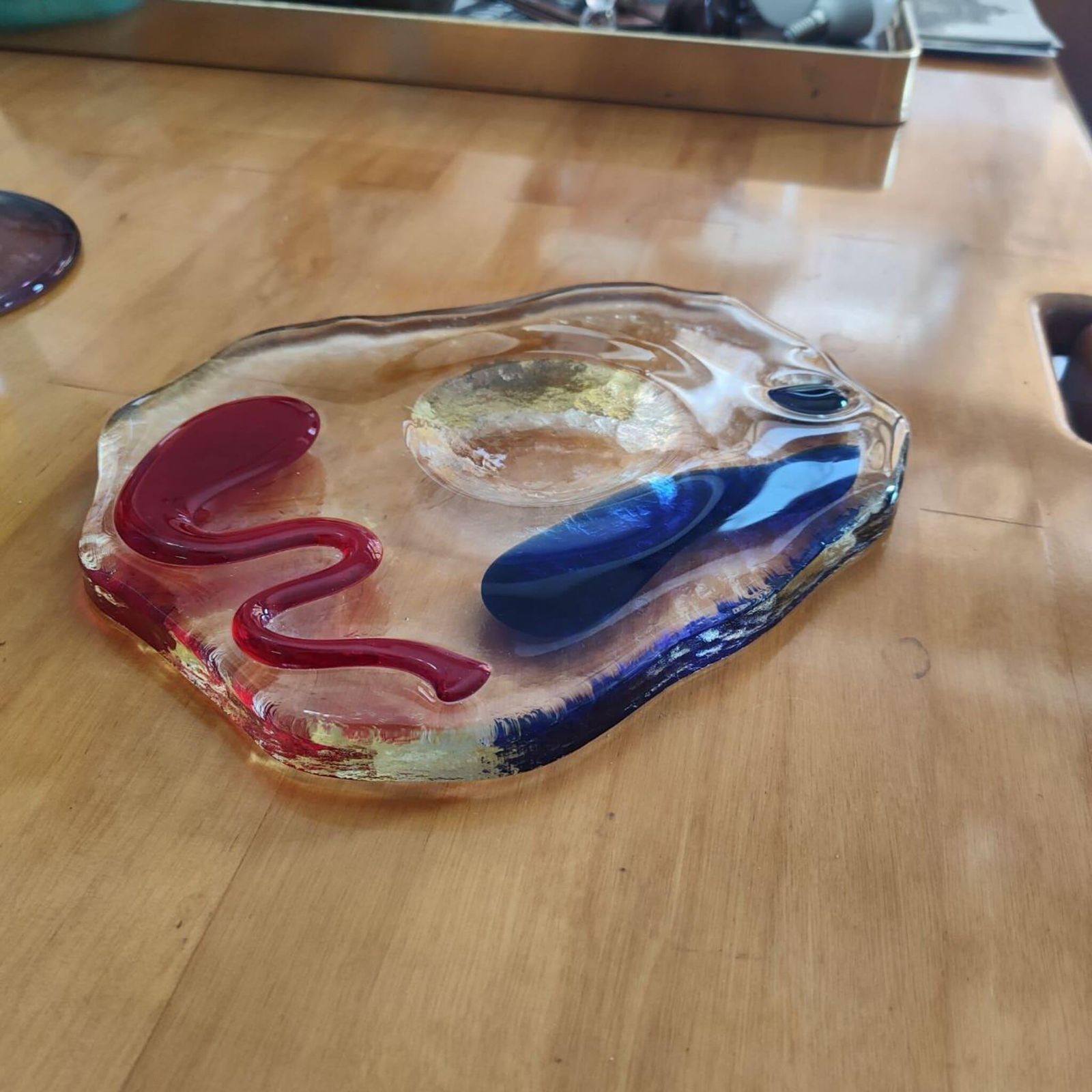 Mid Century Modern Murano Glass Catchall Ashtray Luigi Serafini Memphis 1980s photo vintage