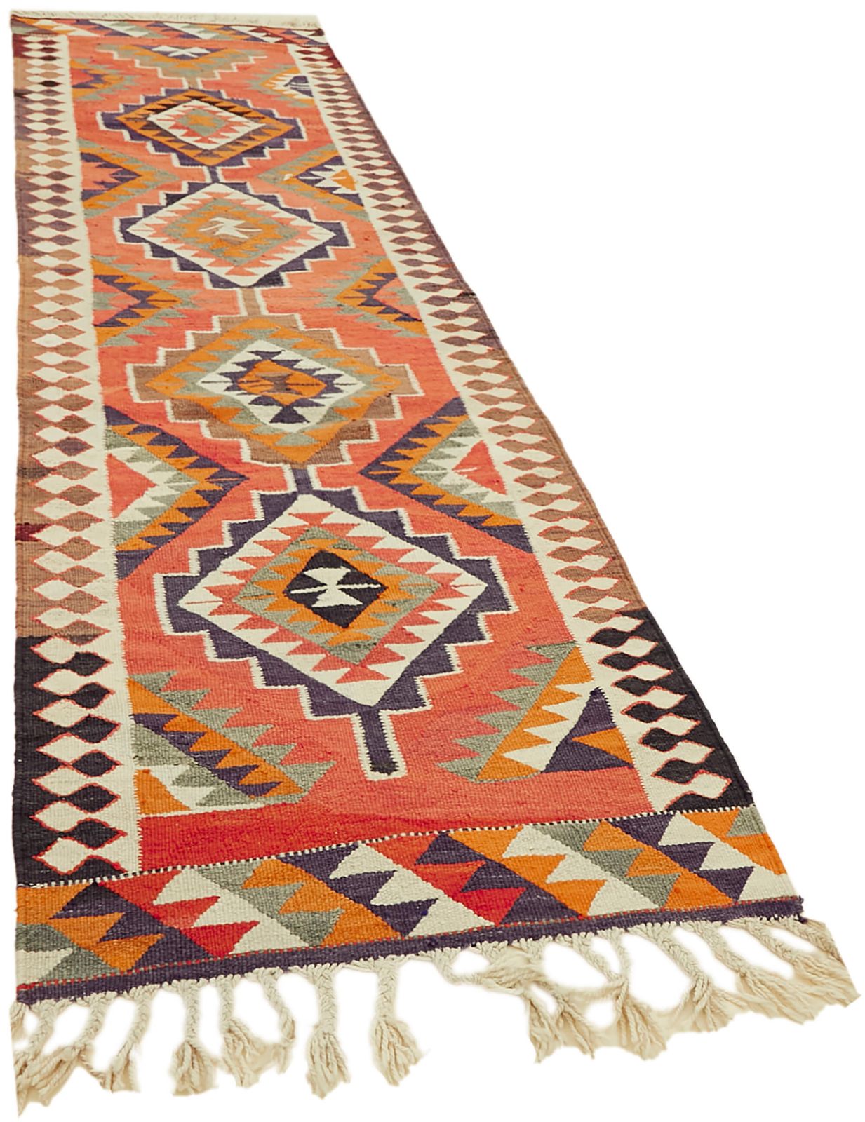 Handmade Multicolor Boho Runner Kilim Rug 100 Cm X 345 Cm photo furniture