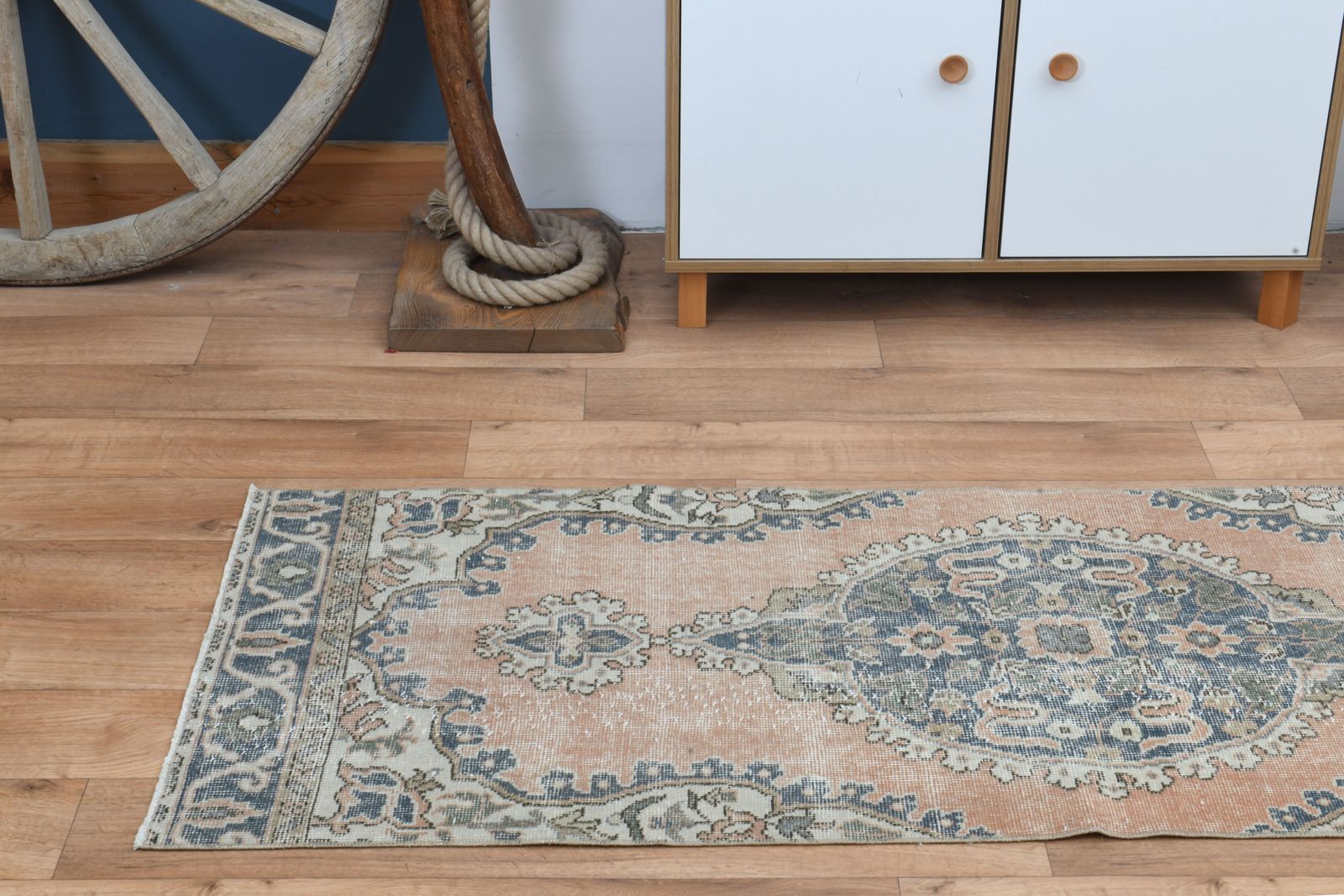 2'5x6'4 Ft, Farmhouse Decor Vintage Short Runner, Bathroom Rug, Kitchen Decor, Handmade Turkish Rugs, Wool, Medallion Style, Stair Decor, Hallway photo for sale