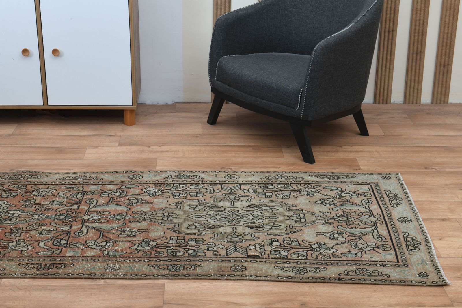 3'1x12'1 Ft, Handmade Luxury Turkish Runner, One Of A Kind, Vintage Oushak Rug, Kitchen Decor, Stair Decor, Hallway Carpet, Farmhouse Decor, Wool photo furniture