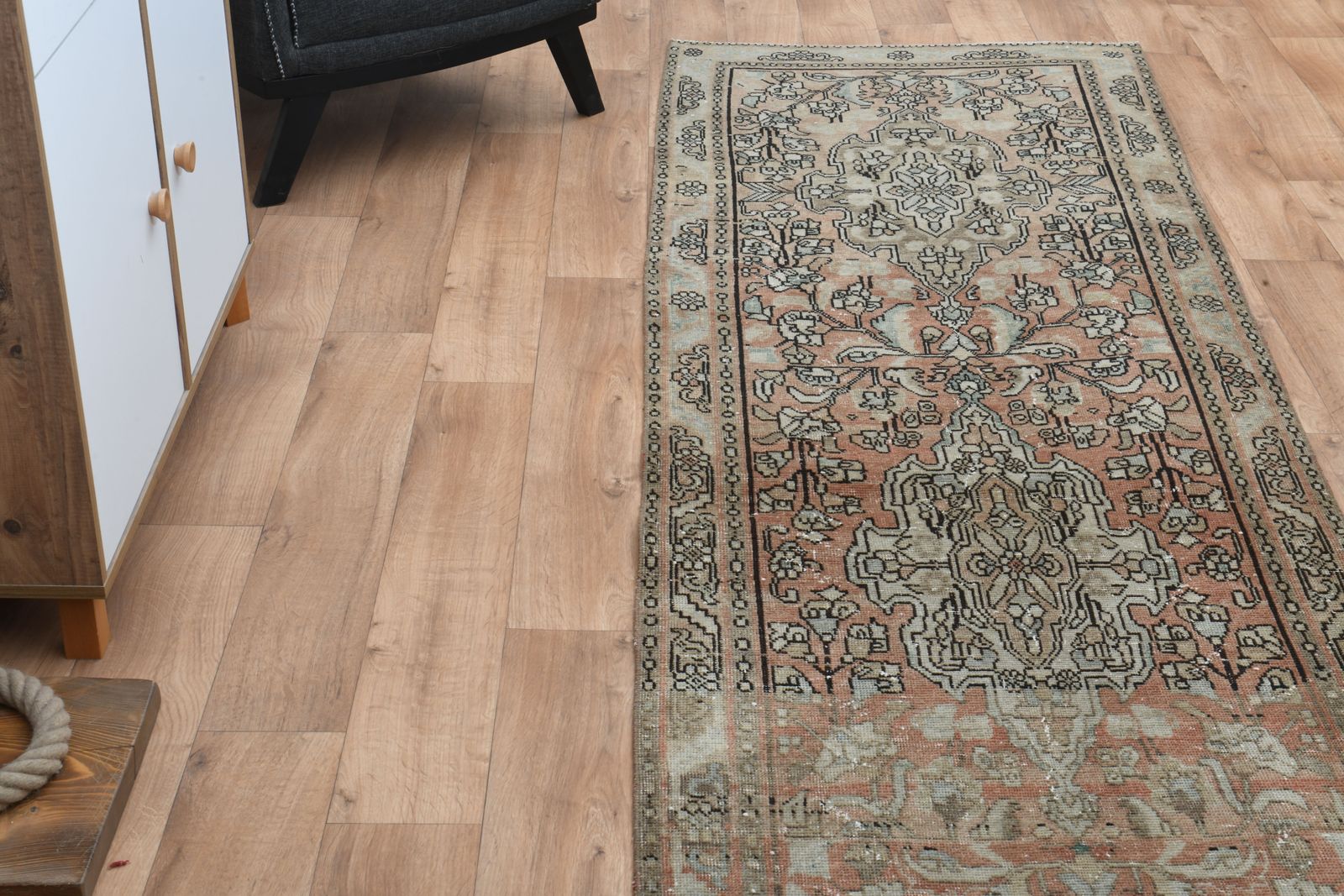 3'1x12'1 Ft, Handmade Luxury Turkish Runner, One Of A Kind, Vintage Oushak Rug, Kitchen Decor, Stair Decor, Hallway Carpet, Farmhouse Decor, Wool photo for sale