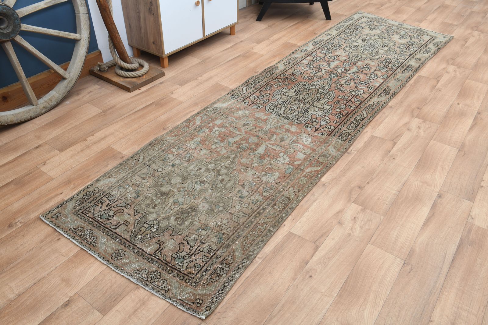 photo for sale 3'1x12'1 Ft, Handmade Luxury Turkish Runner, One Of A Kind, Vintage Oushak Rug, Kitchen Decor, Stair Decor, Hallway Carpet, Farmhouse Decor, Wool
