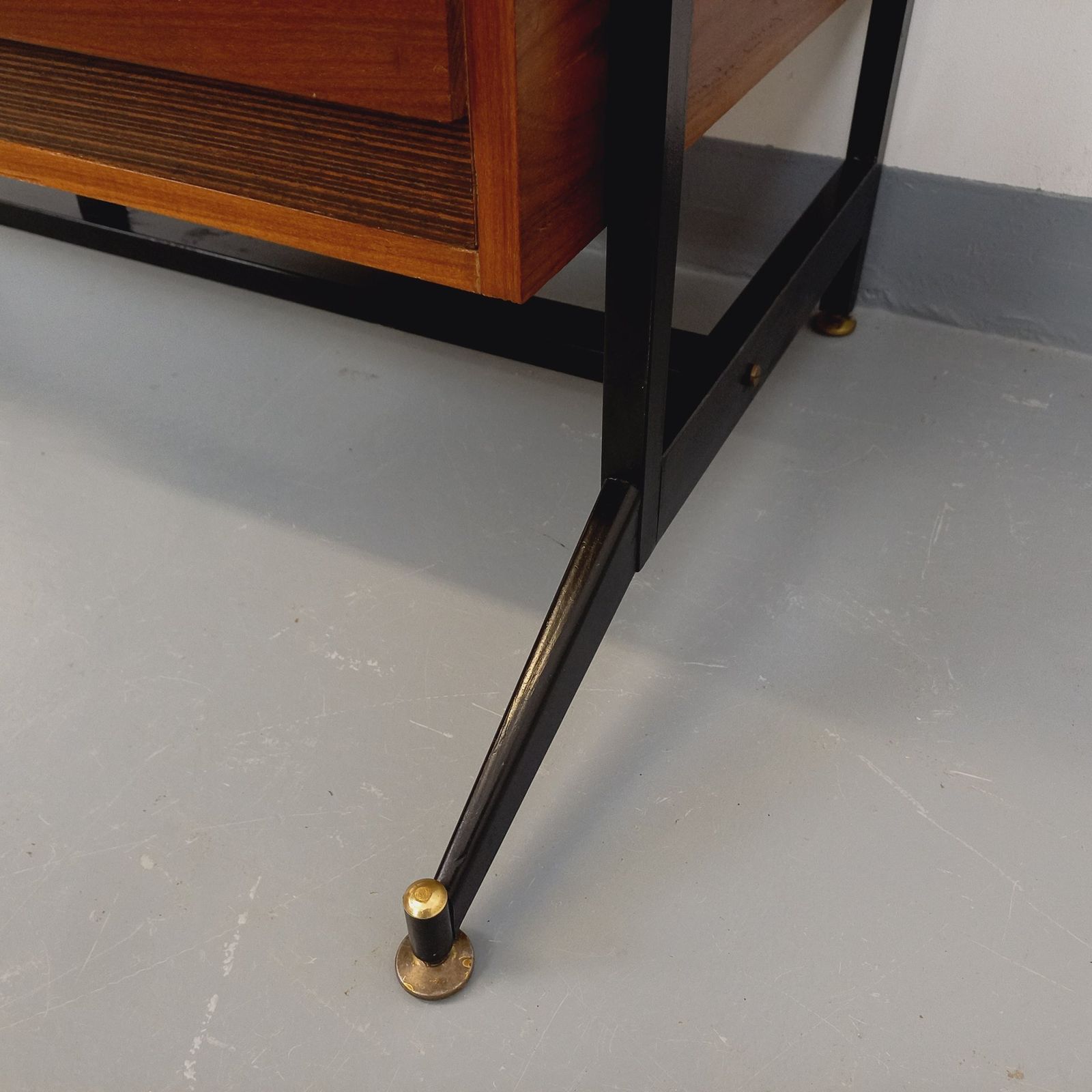 photo buy Desk With String Bookcase In Teak, Metal And Melamine