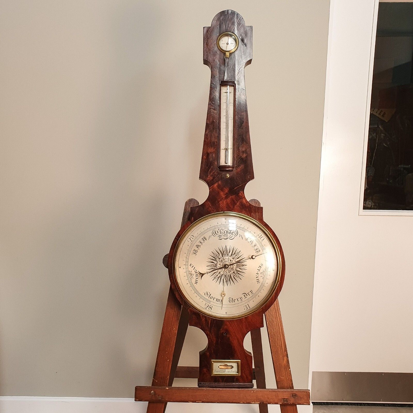 Barometer George The III French Royal Exchange London Mahogany Cased Barometer photo furniture