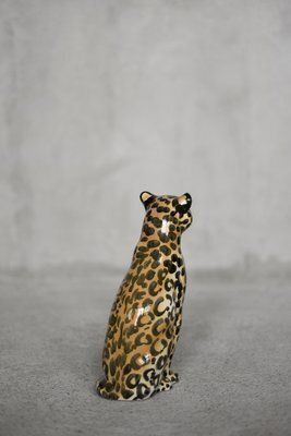 Italian Mid Century Modern Ceramic Sculpture Of A Seated Leopard, 1970s photo 933.0