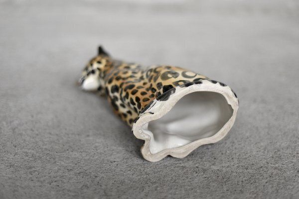 photo furniture Italian Mid Century Modern Ceramic Sculpture Of A Seated Leopard, 1970s