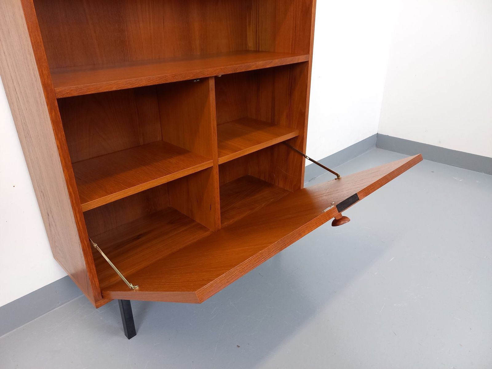 photo for sale Modernist Bookcase 2 In Teak And Black Metal Legs